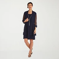 R & M Richards Womens Jacket Dress With Removable Necklace