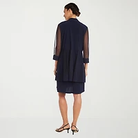 R & M Richards Womens Jacket Dress With Removable Necklace