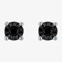 1/10 CT. T.W. Natural Black Diamond Sterling Silver 5.5mm Round Stud Earrings