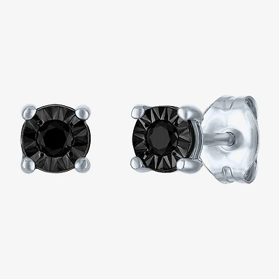 1/10 CT. T.W. Natural Black Diamond Sterling Silver 5.5mm Round Stud Earrings
