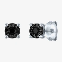 1/10 CT. T.W. Natural Black Diamond Sterling Silver 5.5mm Round Stud Earrings