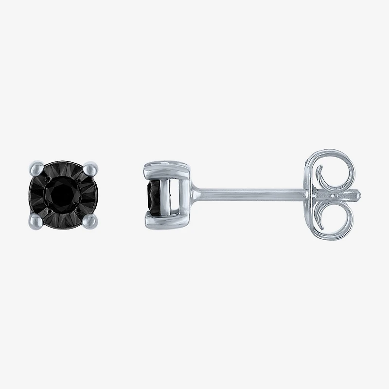 1/10 CT. T.W. Natural Black Diamond Sterling Silver 5.5mm Round Stud Earrings