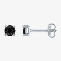 1/10 CT. T.W. Natural Black Diamond Sterling Silver 5.5mm Round Stud Earrings