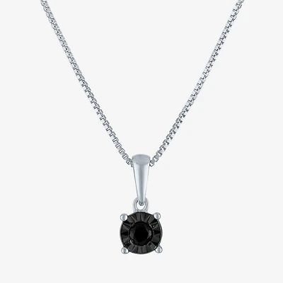 Womens 1/ CT. T.W. Natural Black Diamond Sterling Silver 18 Inch Pendant Necklace