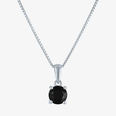 Womens 1 CT. T.W. Natural Black Diamond Sterling Silver 18 Inch Pendant Necklace