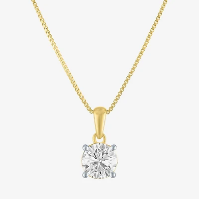 Si2-I1/G-H Womens 1 CT. T.W. Lab Grown White Diamond Sterling Silver or 14K Gold Over Round 18 Inch Pendant Necklace