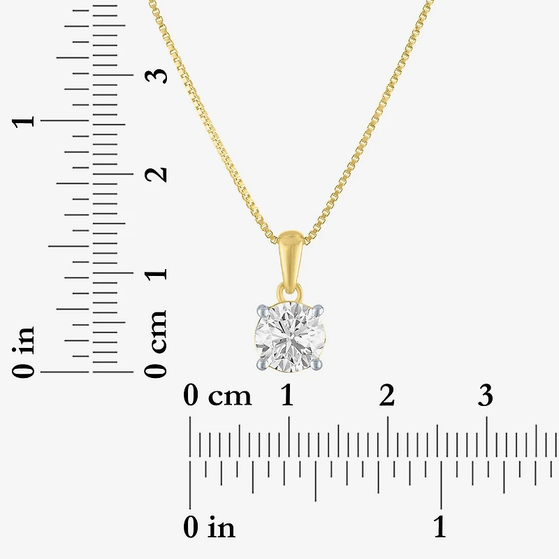 Si2-I1/G-H Womens 1 CT. T.W. Lab Grown White Diamond Sterling Silver or 14K Gold Over Round 18 Inch Pendant Necklace