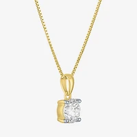 Si2-I1/G-H Womens 1 CT. T.W. Lab Grown White Diamond Sterling Silver or 14K Gold Over Round 18 Inch Pendant Necklace