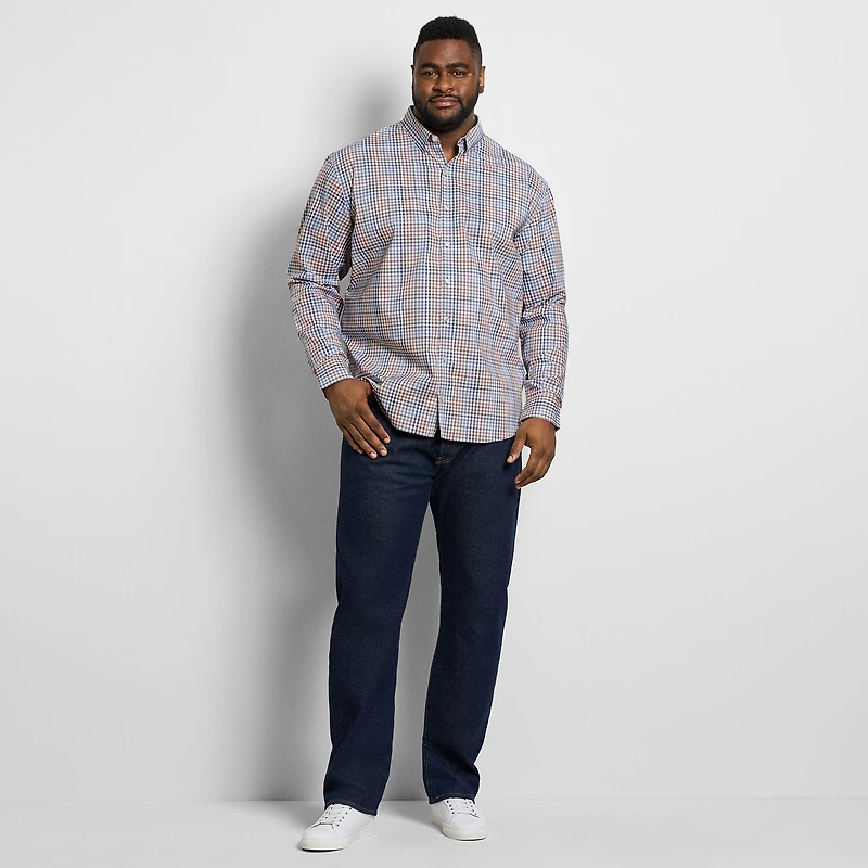 Van Heusen Cronbie Mens Long Sleeve Slim Fit Wrinkle Free Big and Tall Button-Down Shirt