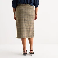 Worthington Womens Plus Long Pencil Skirt