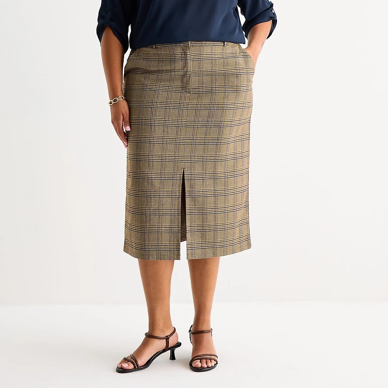 Worthington Womens Plus Long Pencil Skirt