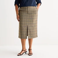 Worthington Womens Plus Long Pencil Skirt