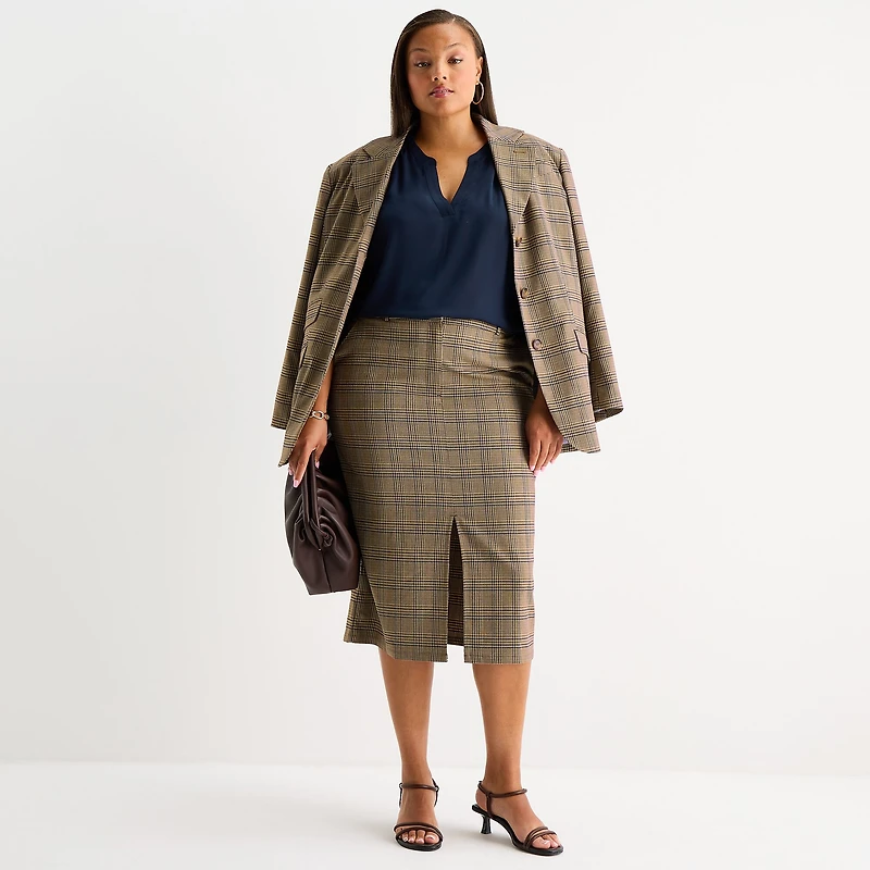 Worthington Womens Plus Long Pencil Skirt