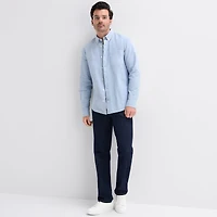 mutual weave Mens Long Sleeve Relaxed Oxford Button-Down Shirt