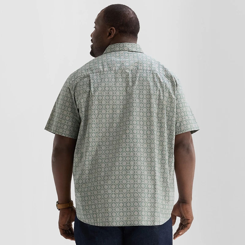 Shaquille O'Neal XLG™ Mens Short Sleeve Regular Fit Big and Tall Button-Down Shirt