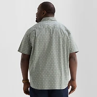 Shaquille O'Neal XLG™ Mens Short Sleeve Regular Fit Big and Tall Button-Down Shirt