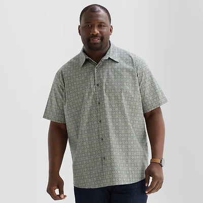 Shaquille O'Neal XLG™ Mens Short Sleeve Regular Fit Big and Tall Button-Down Shirt