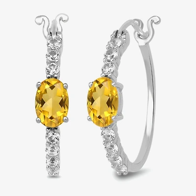 Gemstone Sterling Silver 19.5mm Hoop Earrings