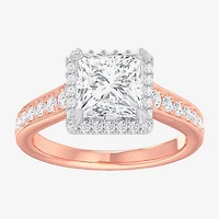 G-H / Si1-Si2) Womens 2 1/2 CT. T.W. Lab Grown White Diamond 14K Gold Side Stone Halo Engagement Ring
