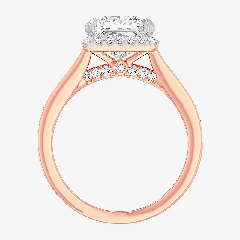 G-H / Si1-Si2) Womens 2 1/2 CT. T.W. Lab Grown White Diamond 14K Gold Side Stone Halo Engagement Ring