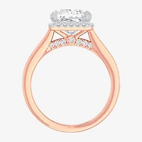 G-H / Si1-Si2) Womens 2 1/2 CT. T.W. Lab Grown White Diamond 14K Gold Side Stone Halo Engagement Ring