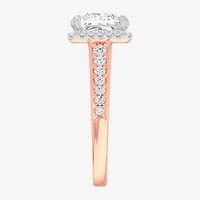 G-H / Si1-Si2) Womens 2 1/2 CT. T.W. Lab Grown White Diamond 14K Gold Side Stone Halo Engagement Ring
