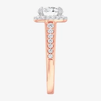 G-H / Si1-Si2) Womens 2 1/2 CT. T.W. Lab Grown White Diamond 14K Gold Cushion Side Stone Halo Engagement Ring