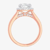 G-H / Si1-Si2) Womens 2 1/2 CT. T.W. Lab Grown White Diamond 14K Gold Pear Side Stone Halo Engagement Ring
