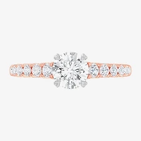 G-H / Si1-Si2) Womens 1 / CT. T.W. Lab Grown White Diamond 14K Gold Round Side Stone Engagement Ring