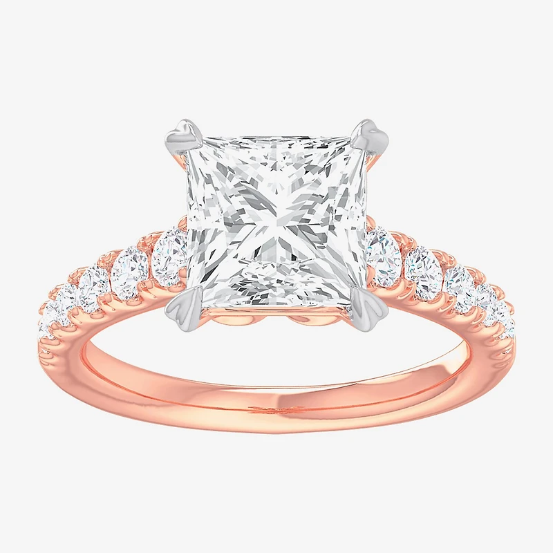 (G-H / Si1-Si2) Womens 3 1/2 CT. T.W Lab Grown White Diamond 14K Gold Side Stone Engagement Ring