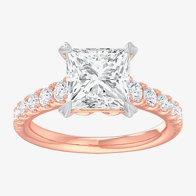 (G-H / Si1-Si2) Womens 3 1/2 CT. T.W Lab Grown White Diamond 14K Gold Side Stone Engagement Ring