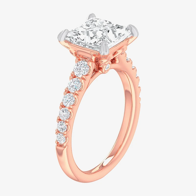 (G-H / Si1-Si2) Womens 3 1/2 CT. T.W Lab Grown White Diamond 14K Gold Side Stone Engagement Ring