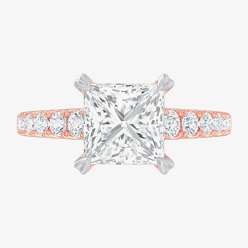 (G-H / Si1-Si2) Womens 3 1/2 CT. T.W Lab Grown White Diamond 14K Gold Side Stone Engagement Ring