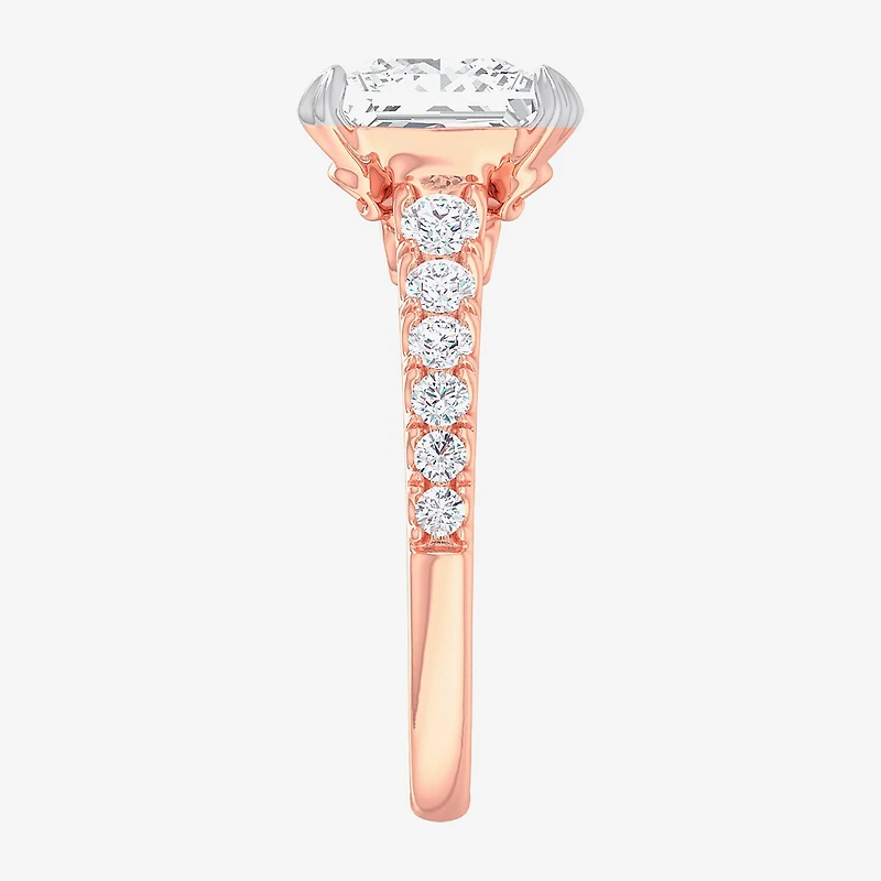 (G-H / Si1-Si2) Womens 3 1/2 CT. T.W Lab Grown White Diamond 14K Gold Side Stone Engagement Ring