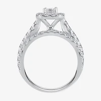 Womens 2 CT. T.W. Natural White Diamond 10K Gold Halo Bridal Set
