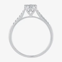 Womens 1/3 CT. T.W. Natural White Diamond 10K Gold Round Side Stone Engagement Ring