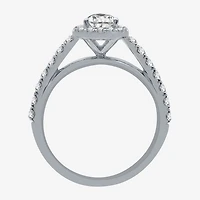 (H-I / I1) Womens 2 CT. T.W. Lab Grown White Diamond 10K Gold Pear Side Stone Halo Bridal Set