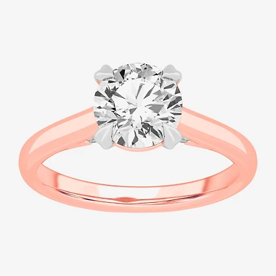 G-H / SI1-SI2) Womens CT. T.W. Lab Grown White Diamond 14K Gold Round Solitaire Engagement Ring