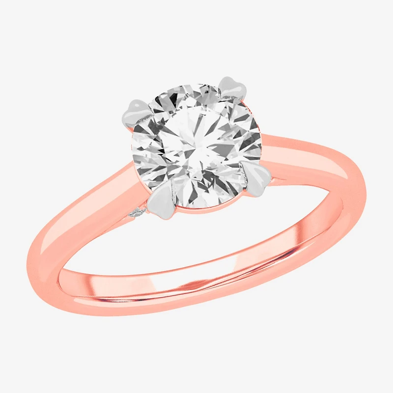 G-H / SI1-SI2) Womens CT. T.W. Lab Grown White Diamond 14K Gold Round Solitaire Engagement Ring