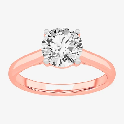 Solitaire Ring (G-H / Si1-Si2) Womens 2 CT. T.W. Lab Grown White Diamond 14K Gold Round Engagement
