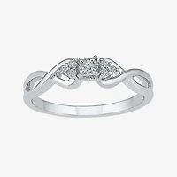 Promise My Love Womens Diamond Accent Natural White Sterling Silver Round Crossover Ring