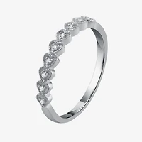 Womens Diamond Accent Natural White 10K Gold Heart Wedding Band