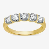 H-I / I1) Womens 2MM 1 CT. T.W. Lab Grown White Diamond 10K Gold 5-Stone Anniversary Band