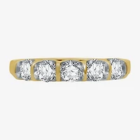 H-I / I1) Womens 2MM 1 CT. T.W. Lab Grown White Diamond 10K Gold 5-Stone Anniversary Band
