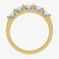 H-I / I1) Womens 2MM 1 CT. T.W. Lab Grown White Diamond 10K Gold 5-Stone Anniversary Band