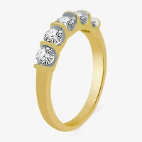 H-I / I1) Womens 2MM 1 CT. T.W. Lab Grown White Diamond 10K Gold 5-Stone Anniversary Band
