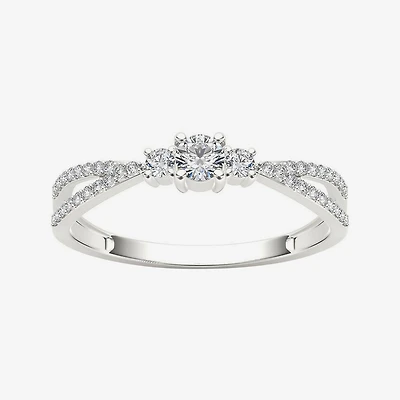1/ CT.T.W. Natural Diamond 10K White Gold 3-Stone Engagement Ring