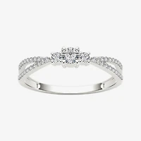 1/ CT.T.W. Natural Diamond 10K White Gold 3-Stone Engagement Ring