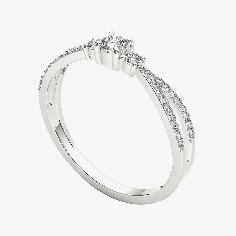 1/ CT.T.W. Natural Diamond 10K White Gold 3-Stone Engagement Ring
