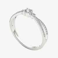 1/ CT.T.W. Natural Diamond 10K White Gold 3-Stone Engagement Ring